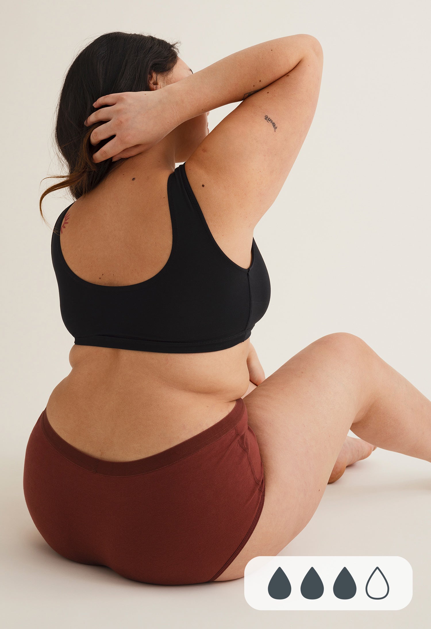 Kuukautisalushousut – hipster – keskivahva vuoto – tummanpunainen