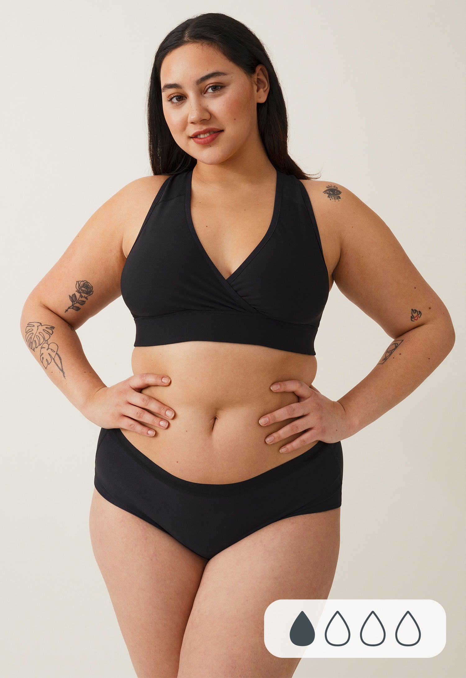 Kuukautishousut - Saumaton hipster - Erittäin kevyt - Musta