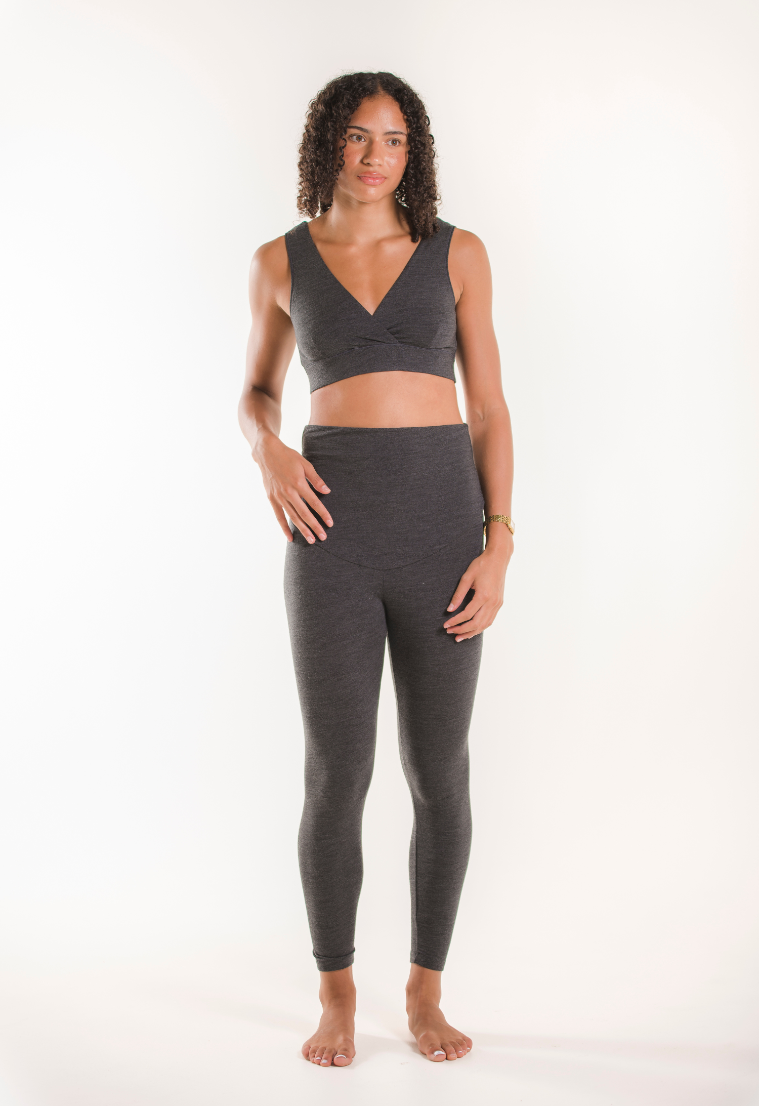 Merinovillaiset äitiysleggingsit – harmaa meleerattu