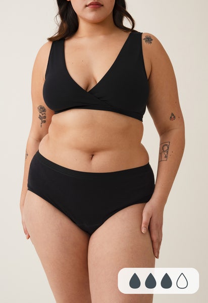 Kuukautisalushousut - Hipsterimalli - Keskivuoto - Musta