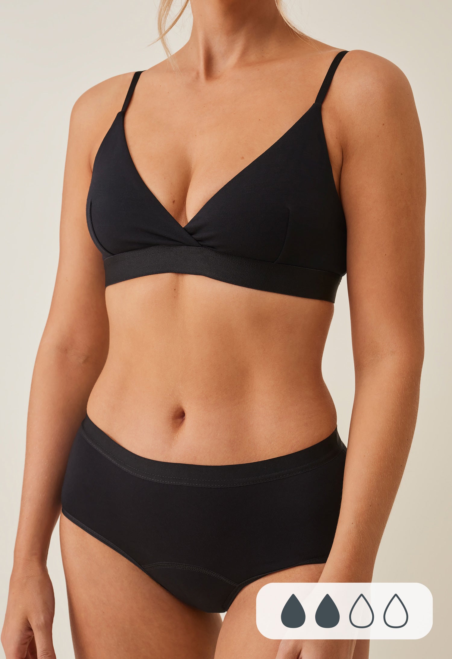 Kuukautisalushousut – hipster – kevyt vuoto – musta