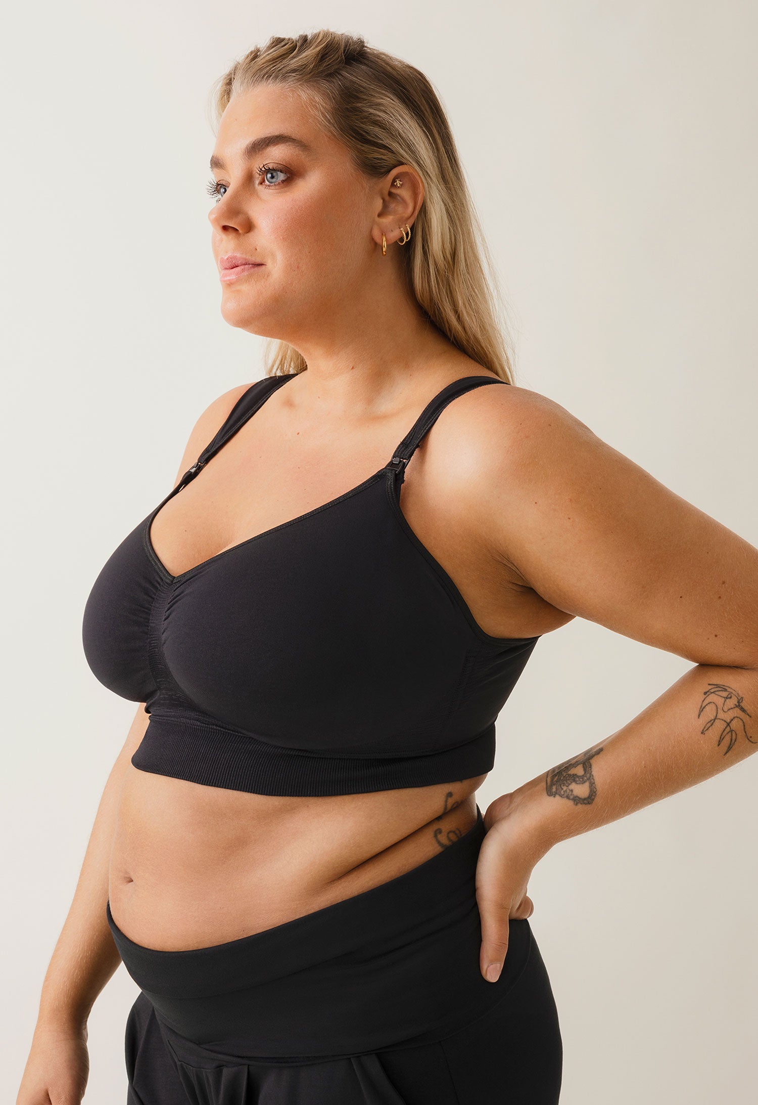 Tukevat kaarettomat imetysliivit 75C - 100G - Musta